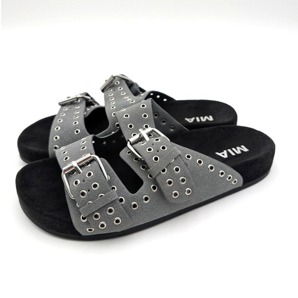 Mia Brooklyn Slide Sandals Adjustable Strap Women's Slate Size US7M EU37